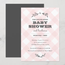Country Gingham Baby Dusche Einladung