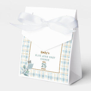 Country Gingham Blue Jean Baby Dusche Willkommen Geschenkschachtel