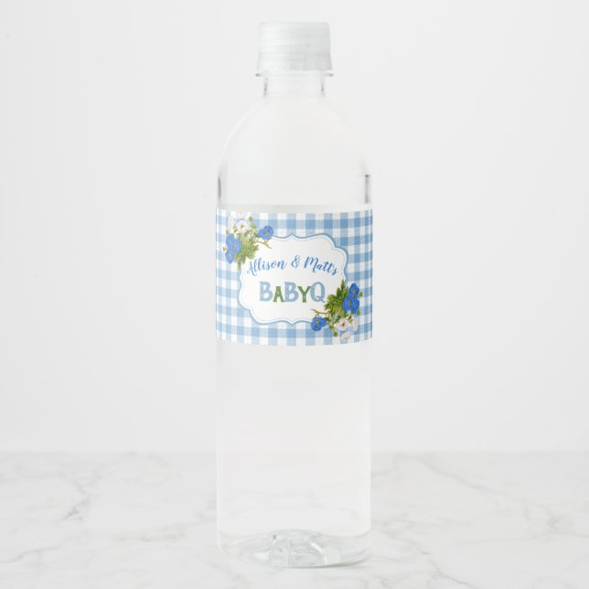Country Gingham Karo Blue Flowers Baby Q GRILLEN (Vorderseite)