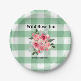 Country Gingham Wild Rose B & B Custom Farmhouse Pappteller
