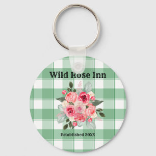 Country Gingham Wild Rose B & B Custom Farmhouse Schlüsselanhänger