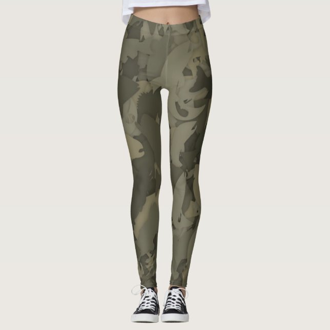 Country Girl Fishing Camouflage Muster Leggings (Vorderseite)