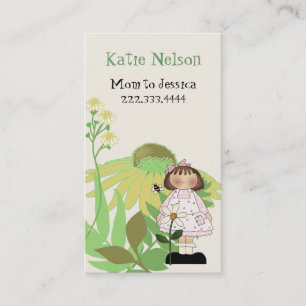Country Girl mit Blume Mommy Card Telefonnummerkarte