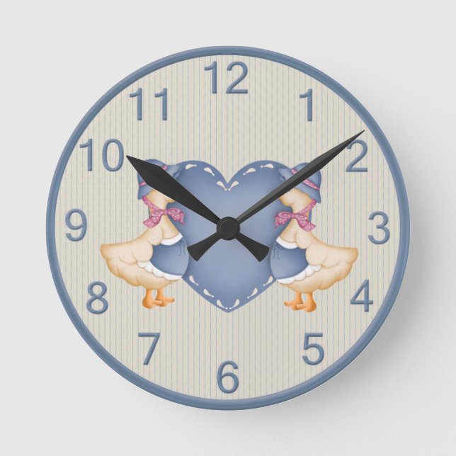 Country Goose Wall Clock Runde Wanduhr (Vorderseite)
