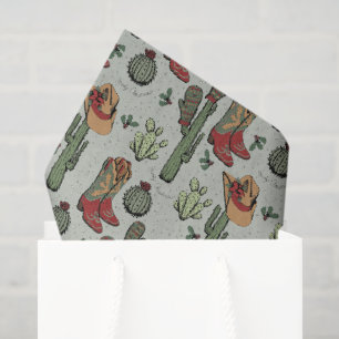 Country Green Cowboy Howdy Weihnachten Seidenpapier
