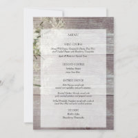 Country Grey Wood Floral Wedding Menü