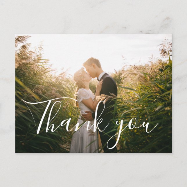 Country Hand Letter Foto Wedding Dankeschön Karte (Vorderseite)