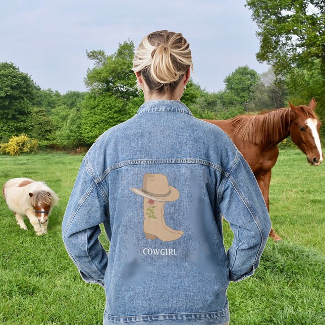 Country Hat and Boots Cowgirl Denim Jacket Jeansjacke (Von Creator hochgeladen)