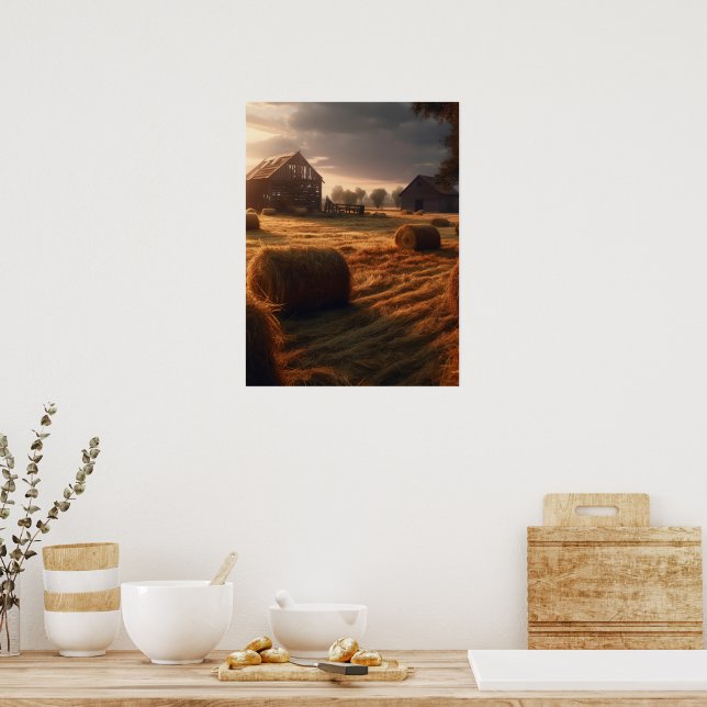 Country Hay Bail Ag Farm Thema Poster (Küche)
