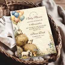 Country Hay Bale Farm Animals Baby Dusche