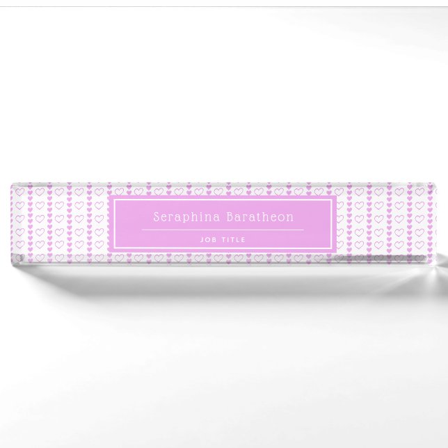 Country Heart Strip Muster Personalisiert Namensplakette (Vorderseite)