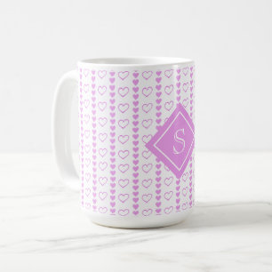 Country Heart Stripes Muster Monogramm Kaffeetasse