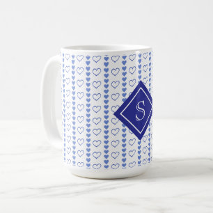 Country Heart Stripes Muster Monogramm Kaffeetasse