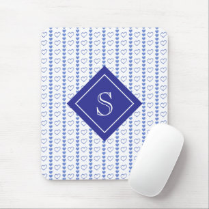 Country Heart Stripes Muster Monogramm Mousepad