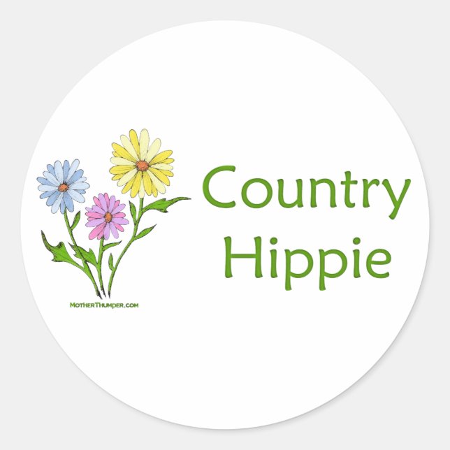 Country Hippie Runder Aufkleber (Vorderseite)