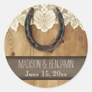 Country Horseshoe Lace Wedding Sticker Siegel Labe