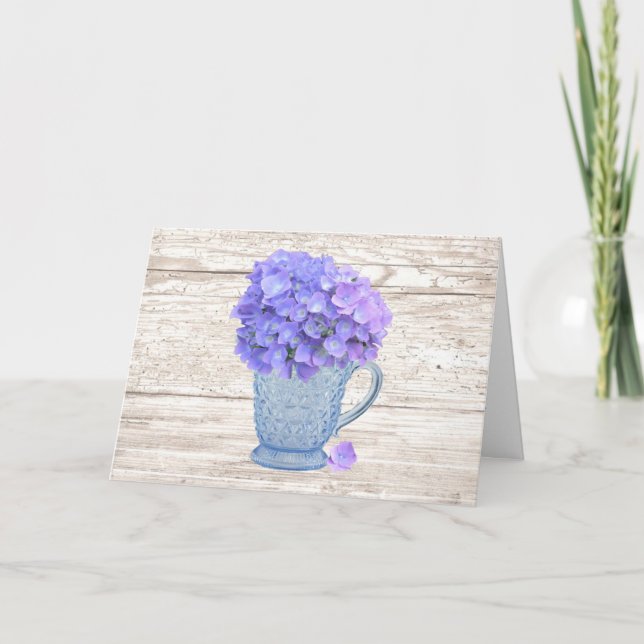 Country Hydrangea Grande police Carte de la fête d (Devant)