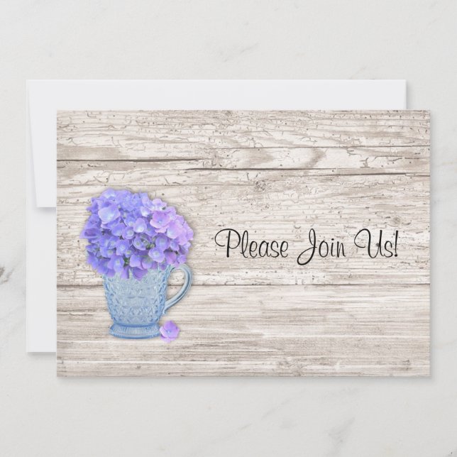 Country Hydrangea Hochzeitseinladung Einladung (Vorderseite)