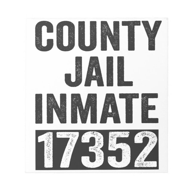 Country Inmate 17352 Funny Halloween Gefängnis Notizblock (Vorderseite)