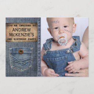 Country Kid Geburtstagsparty Denim Jean Style Einladung