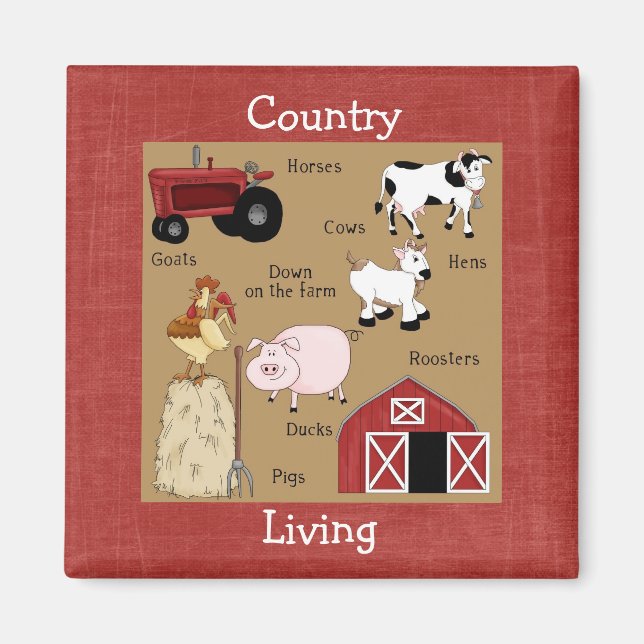 Country Kitchen Collection Animaux de ferme Magnet (Devant)