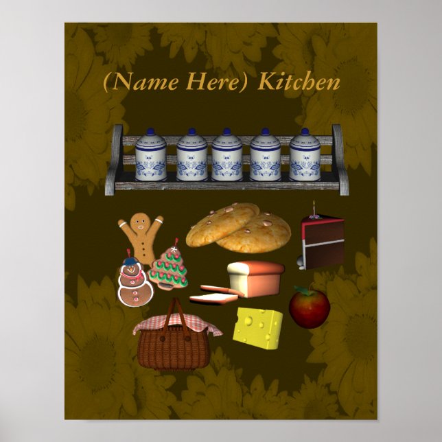 Country Kitchen Food Votre nom Poster (Devant)