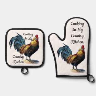 Country Kitchen Oven Mitt and Pot Holdings Set