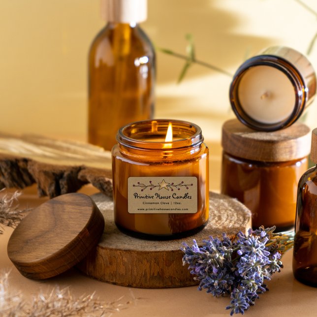 Country Kraft Star und Berries Candle Label Adressaufkleber (Von Creator hochgeladen)