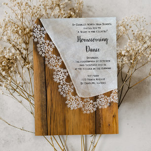 Country Lace Barn Party Homecoming Tanz Einladung