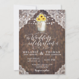 Country Lace und Sonnenblumen Einladungen Hochzeit