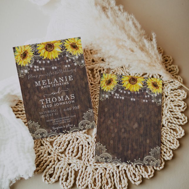 Country Lace und Sonnenblumen Einladungen Hochzeit (Von Creator hochgeladen)