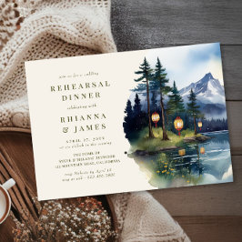 Country Lake Twilight Hochzeit Probe Dinner Einladung