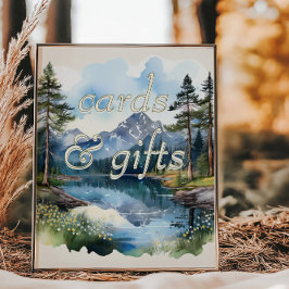 Country Lake Wedge Watercolor Karten & Geschenke Poster