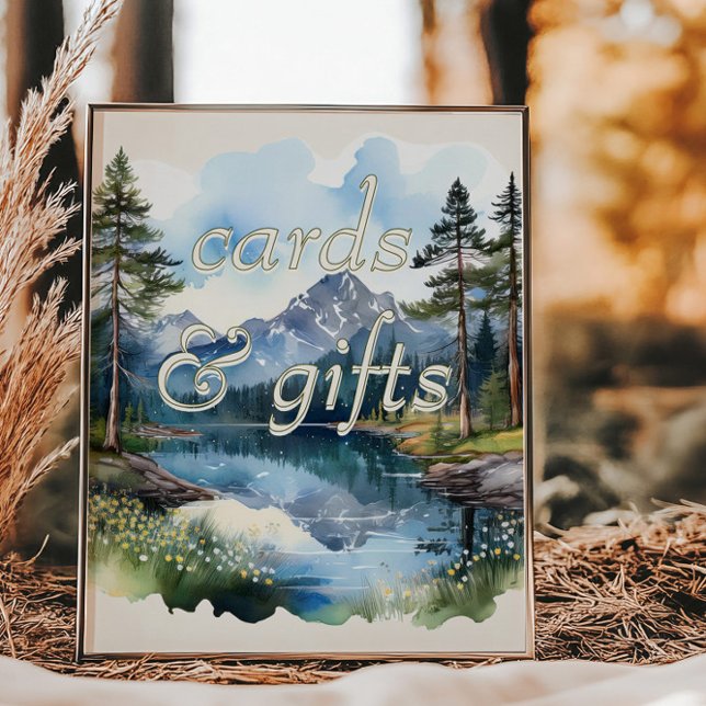 Country Lake Wedge Watercolor Karten & Geschenke Poster (Cards and Gifts sign from the Country Lake wedding collection by Darling & May)