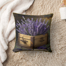 Country Lavendel in einer Holzbox Kissen