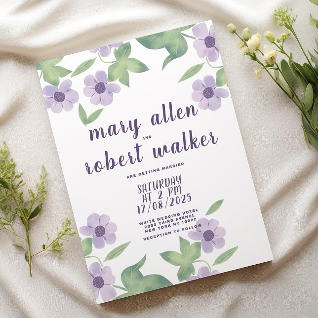 Country Lavendel rosa grüne Blütenfrühlingshochzei Einladung (Country lavender pink green floral spring wedding )