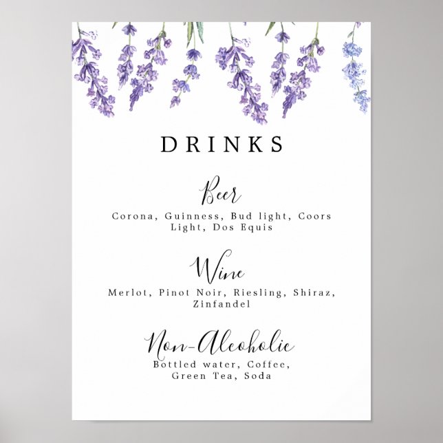 Country Lavender Drink Menu Poster (Vorne)