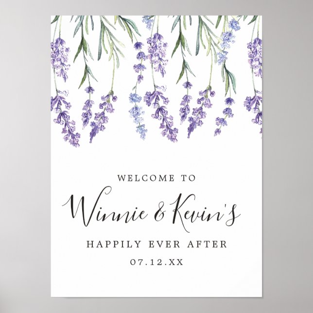 Country Lavender Wedding Sign Poster (Vorne)