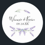 Country Lavender Wedding Stickers<br><div class="desc">Country Lavender Wedding Sticker. Entworfen mit lila handbemalten Lavendel-Blume mit Aquarellstilisierung. Das ist ein Landhausstil für Hochzeiten im Frühling, Sommer und im Freien. Passen Sie dieses Design mit Ihrem Hochzeitsdatum und den Namen von Braut und Bräutigam an. Die Hintergrundfarbe ist Set zu Weiß, Sie können jedoch eine Füllfarbe Ihrer Wahl...</div>