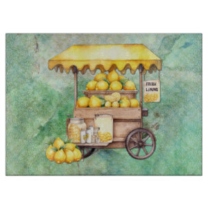 Country Lemon Cart Watercolor Schneidebrett