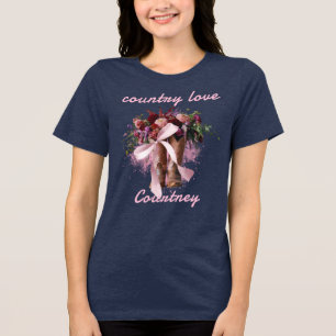 Country Liebe Cowgirl Boots Wildblumen T - Shirt