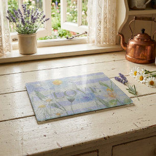 Country Liebe Floral Blue Gingham and Daisies Schneidebrett