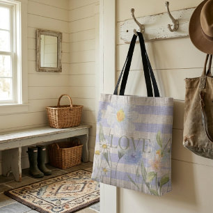 Country Liebe Floral Blue Gingham and Daisies Tasche