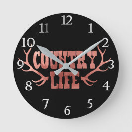 Country Life Antlers Peach Rose Gold Glam Runde Wanduhr