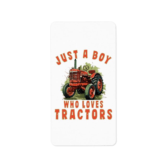 Country Life Boy, der Traktoren Liebe Adressaufkleber (Vorne)