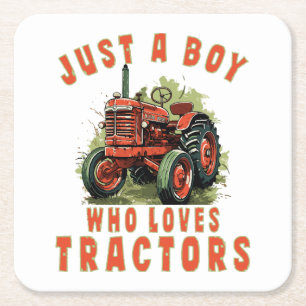 Country Life Boy, der Traktoren Liebe Rechteckiger Pappuntersetzer