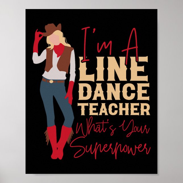 Country Line Dance Dancer Hs0 Uni-Erwachsene White Poster (Vorne)