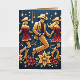 Country Line Dancers Joyeux Joyeux Noël Carte