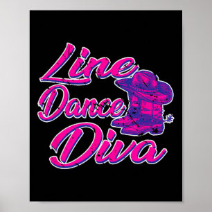 Country Line Tänzerin Diva Frauentanz Poster