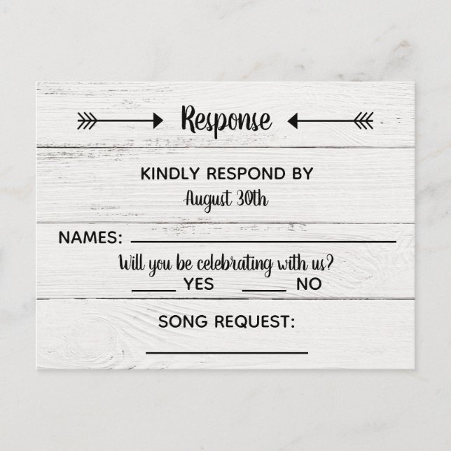 Country Love Western Rustic Carte postale RSVP (Devant)